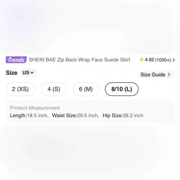 SHEIN BAE Wrap Faux Suede Skirt Side Zip Size Large 8/10 - Picture 11 of 11